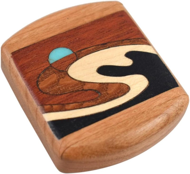 Modern Artisans Guitar Pick Caddy Box, American Made Cherry Wood with Wave Inlay with 3 Picks - Image 2